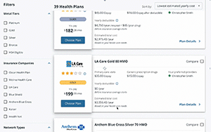 example of shop and compare screen showing a doctor available in a plan