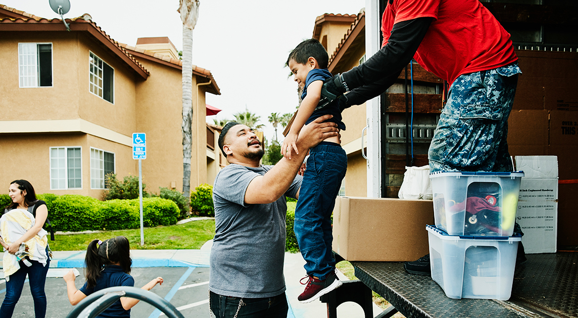 Man hoists child from truck